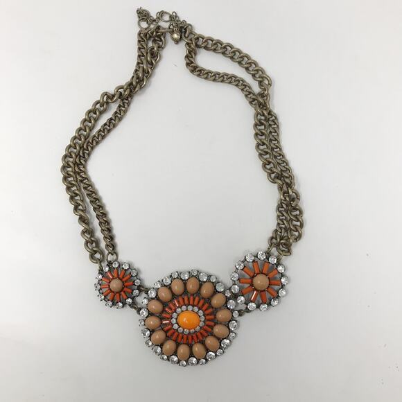 J. Crew Orange and Tan Statement Necklace - Picture 2 of 10